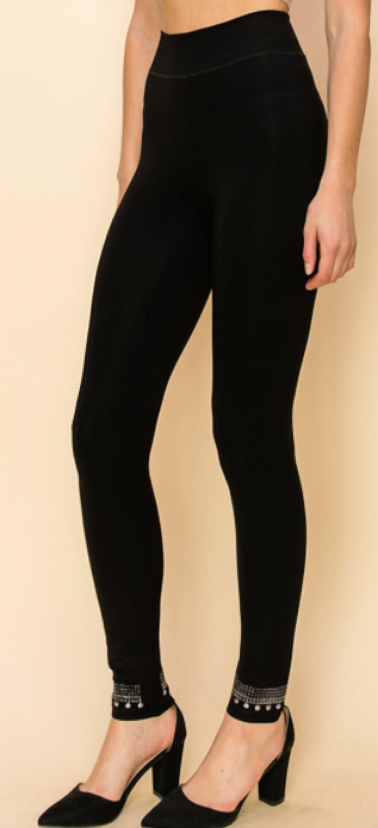 VOCAL APPAREL Women's Stud Border Leggings in black - women's pants