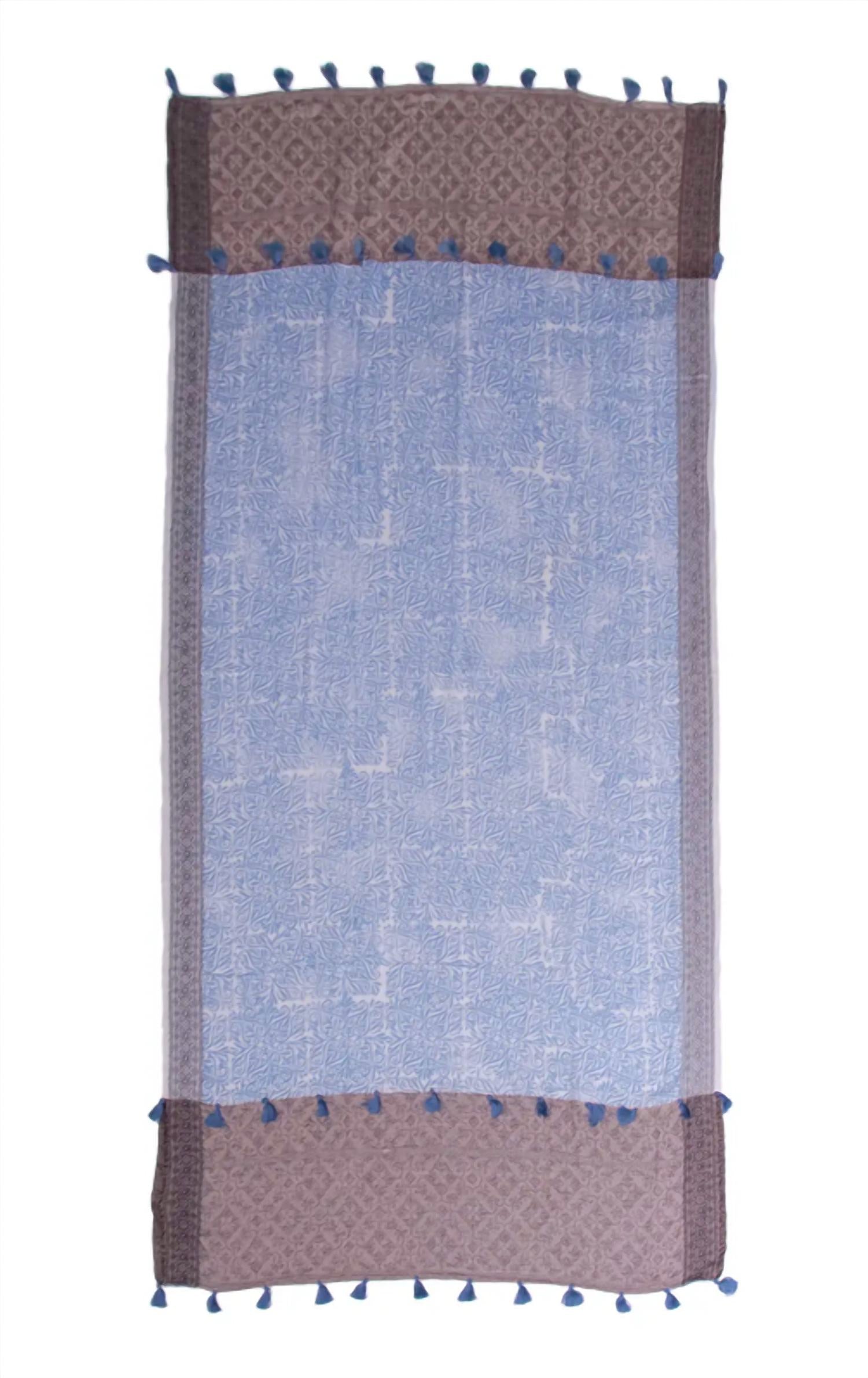 Saachi - Tassel Trim Cotton Scarf