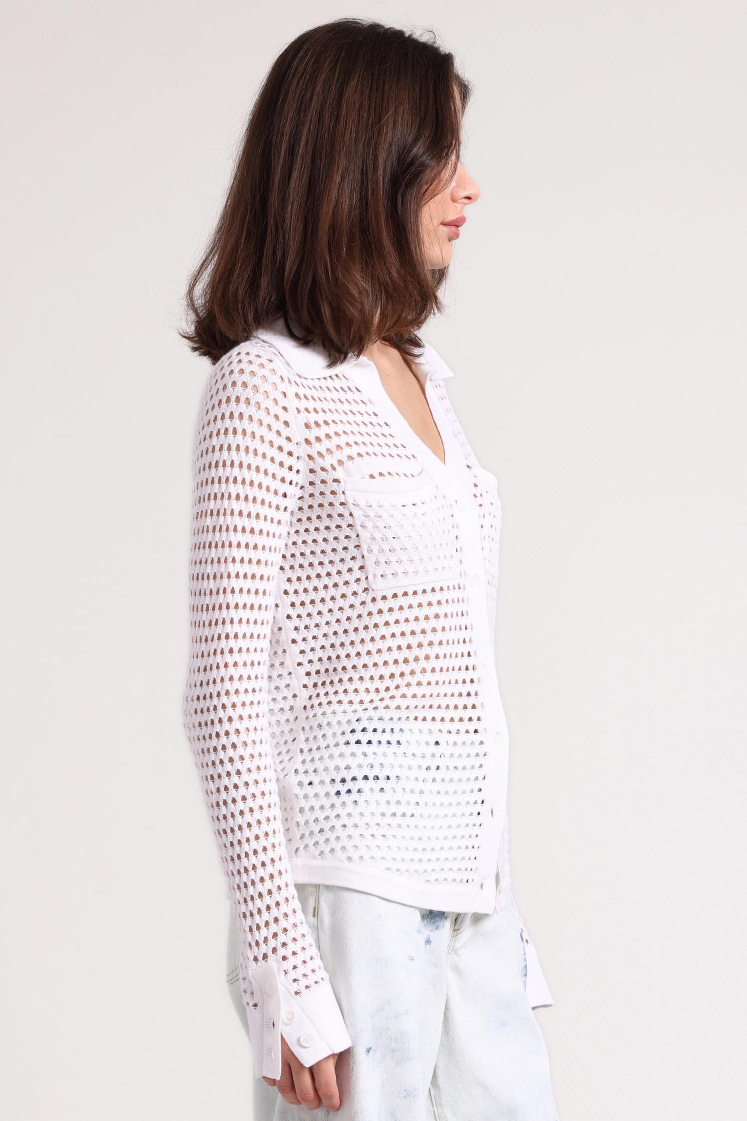 Minnie Rose - Plaited Mesh Button Down Shirt