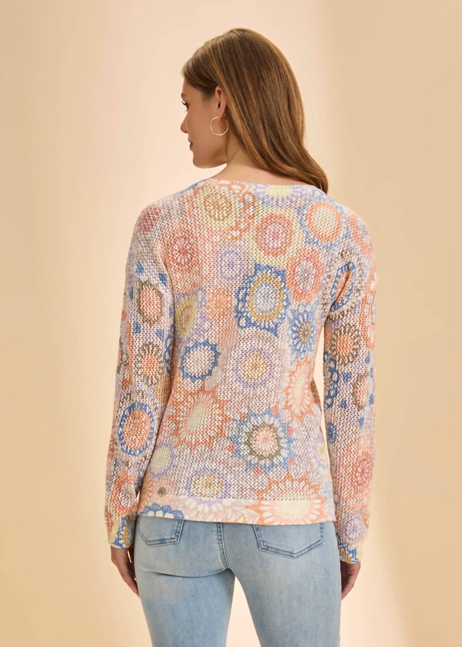 Fdj - V Neck Print Sweater Top