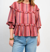 Ivy Jane - Striped Ruffles Tier Top