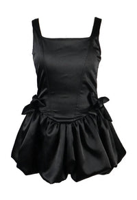 flowers by zoe Satin Bubble Dress With Bows in black - kids' dress - detail view