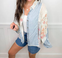 Pol - All The Beauty Cotton Long Sleeve Button Up Top
