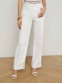 L'Agence - Miley Cuffed Wide-leg Jeans