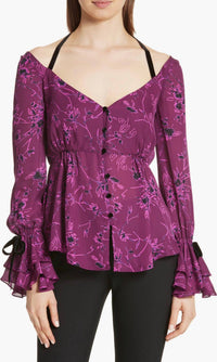 Cinq A Sept - Mabel Floral Print Silk Top