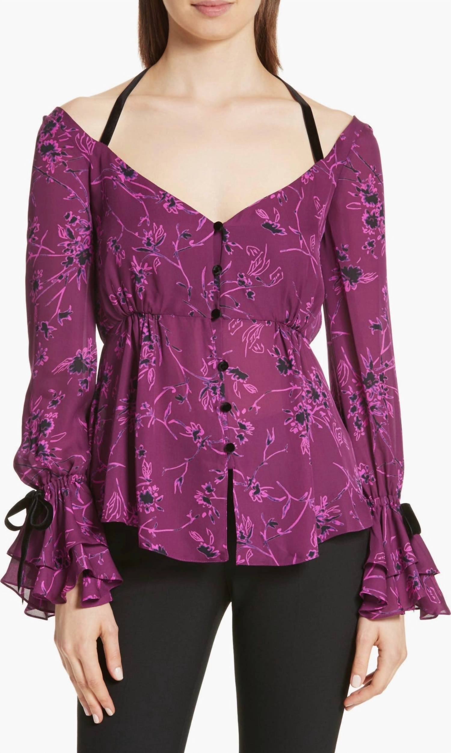 Cinq A Sept - Mabel Floral Print Silk Top