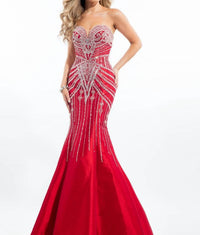 Rachel Allan - Strapless Beaded Taffeta Prom Gown