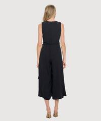 Last Tango - Sleeveless Surplice Side Drape Jumpsuit