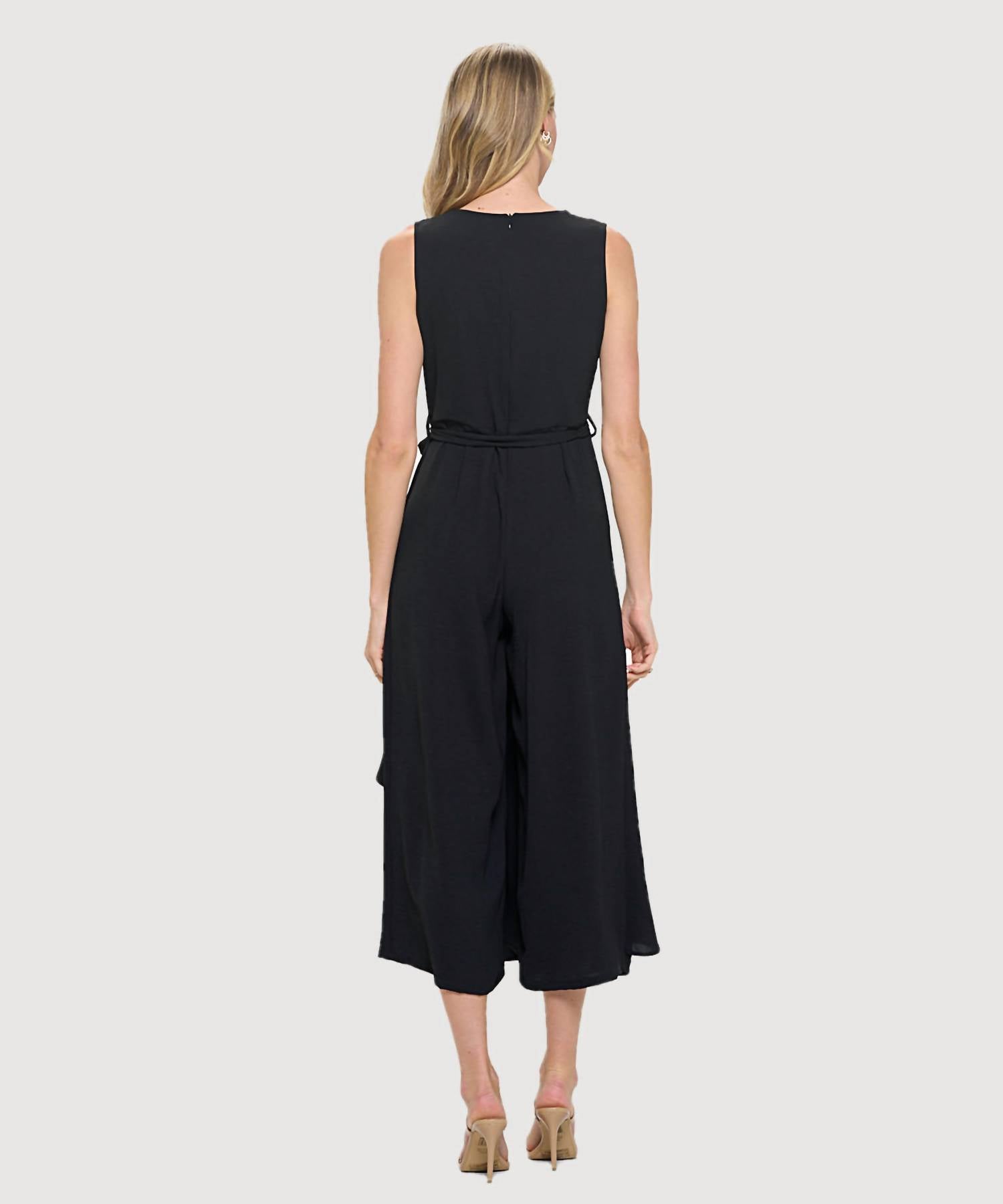 Last Tango - Sleeveless Surplice Side Drape Jumpsuit