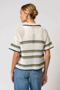 Central Park West - Noa Crochet Stripe Button Down