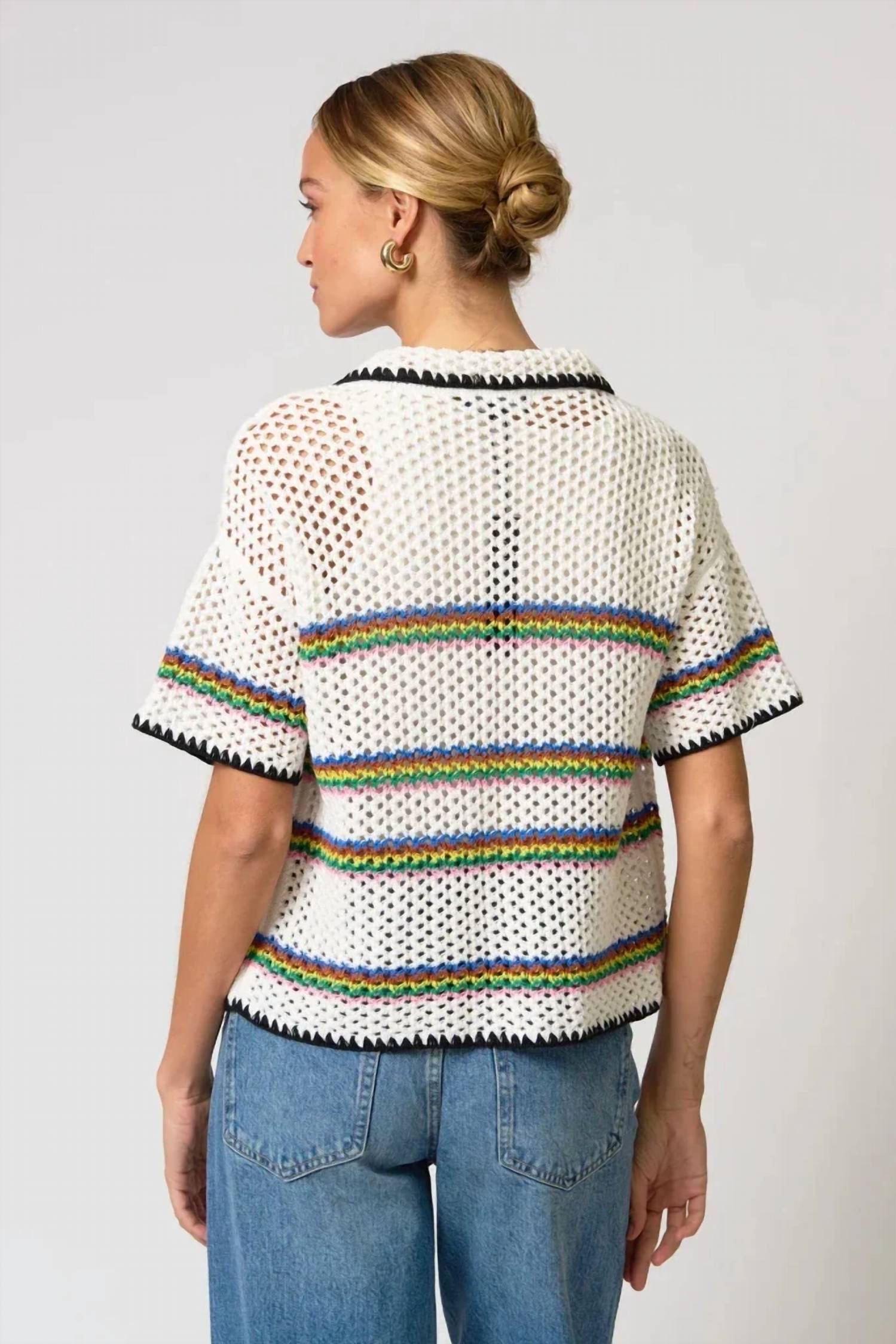 Central Park West - Noa Crochet Stripe Button Down
