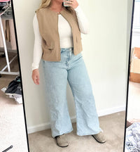 LE LIS Canyon Oversized Cargo Zip Up Vest in khaki - women's jacket - view 6