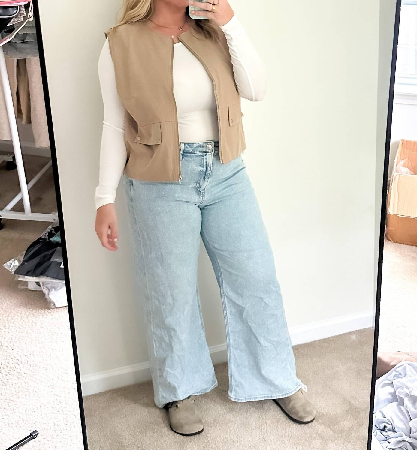 LE LIS Canyon Oversized Cargo Zip Up Vest in khaki - women's jacket - view 6