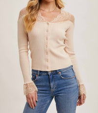 Bluivy - Kallie Lace Trimmed Knit Top