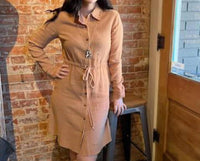 Hem & Thread - Tied Cotton Gauze Stud Shirt Dress