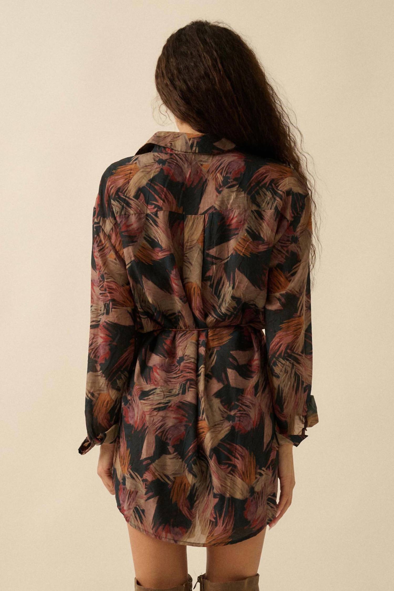 Promesa - Abstract-print Belted Shirt Romper