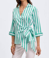 Foxcroft - striped wrap blouse