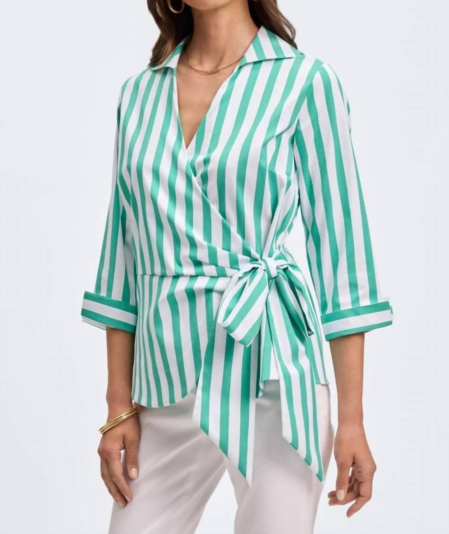 Foxcroft - striped wrap blouse