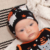 Tesa Babe Tesa Babe "Pumpkin Party" Unisex Hat in black orange white - kids' accessory - detail view