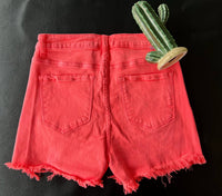 RISEN Ada Asymmetrical Distressed Shorts in coral pink - women's shorts - view 7