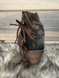 Concho Fringe Peep Toe Bootie