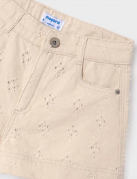 Mayoral - Girl's Distressed Laser Mini Hole Shorts