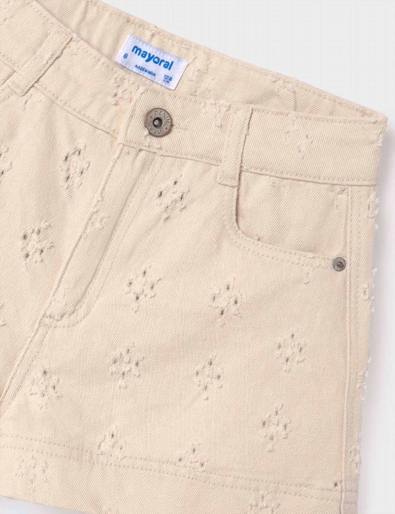 Mayoral - Girl's Distressed Laser Mini Hole Shorts