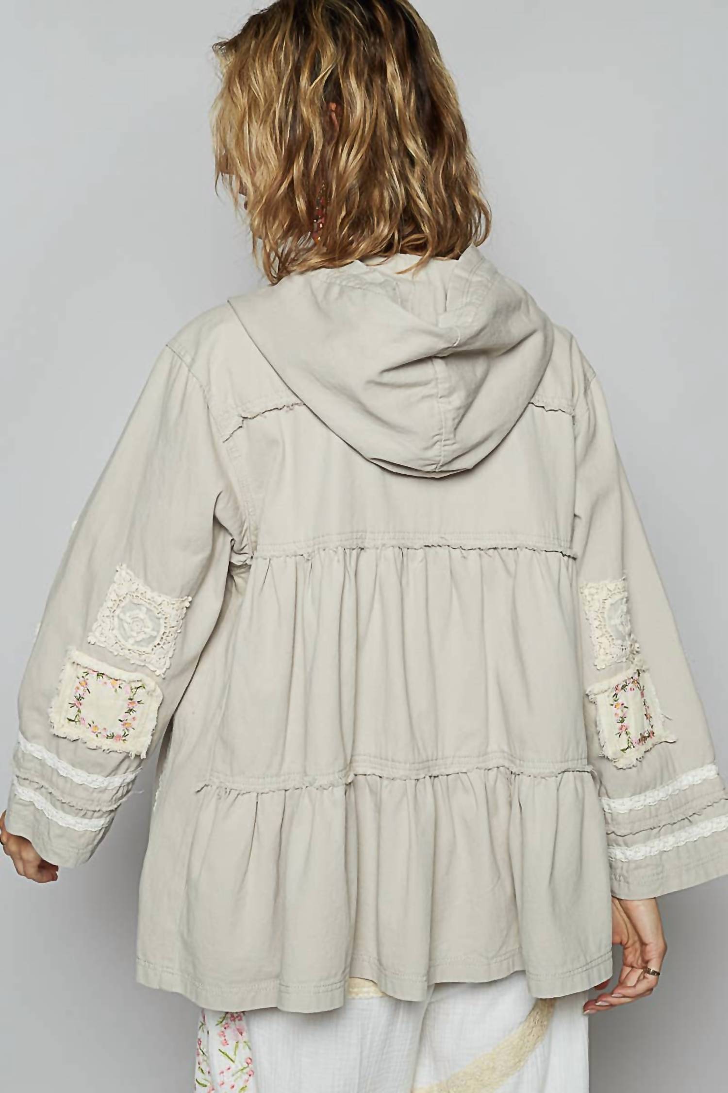 Pol - Peplum Patch Hooded Jacket