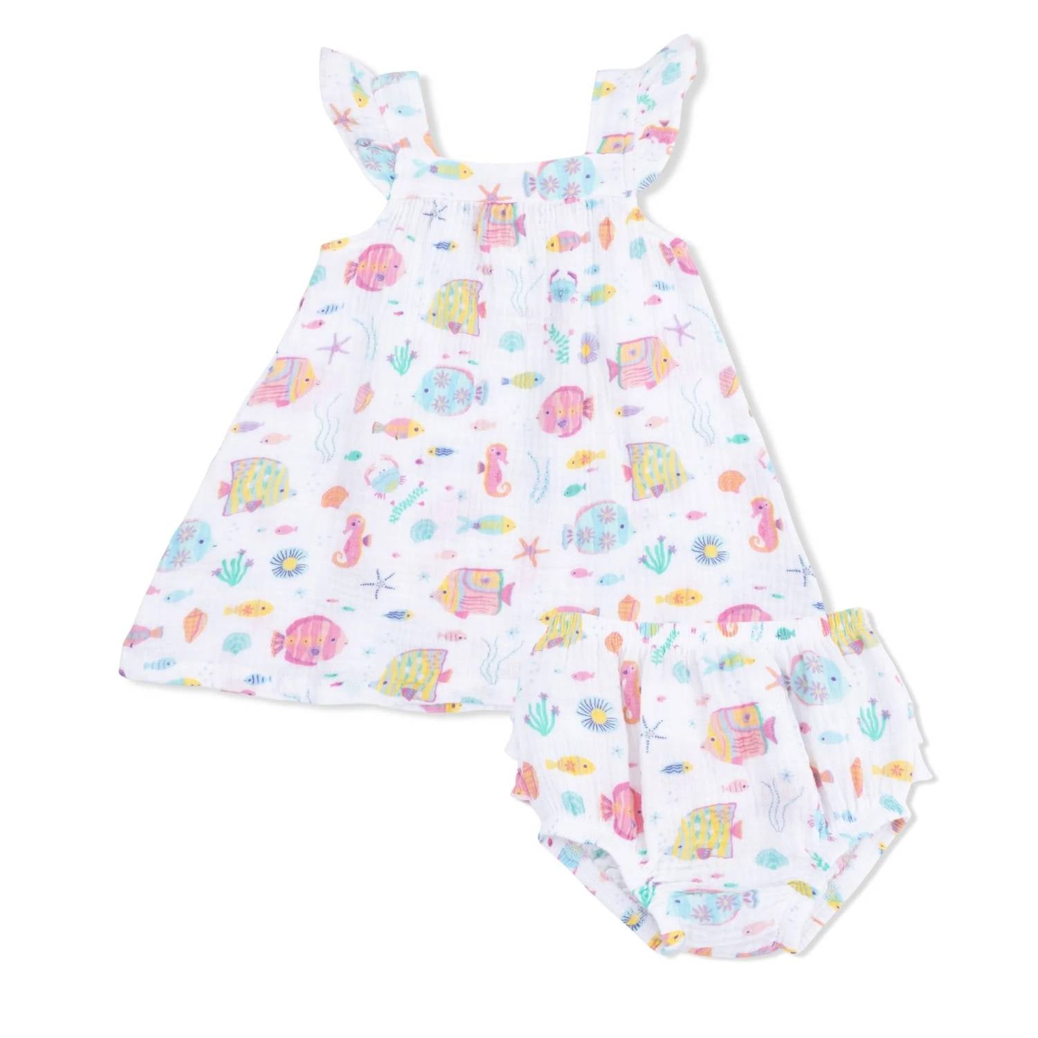 Angel Dear - Girls Sunny Reef Fish Muslin Sundress