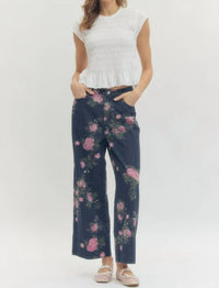 Entro - Margaux Floral Print Denim Pants