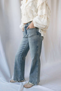 Flying Monkey - Phoenix Mid Rise Tinted Slim Wide Leg Jeans