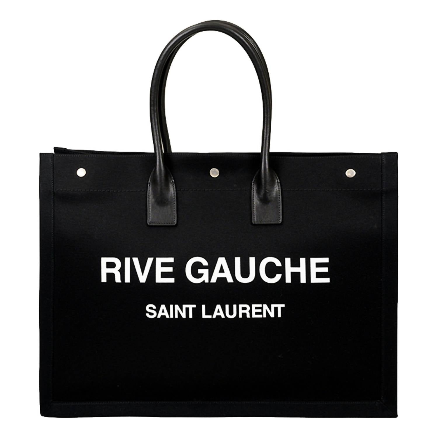 Saint Laurent - Women's Rive Gauche Canvas Leather Trim Tote Bag