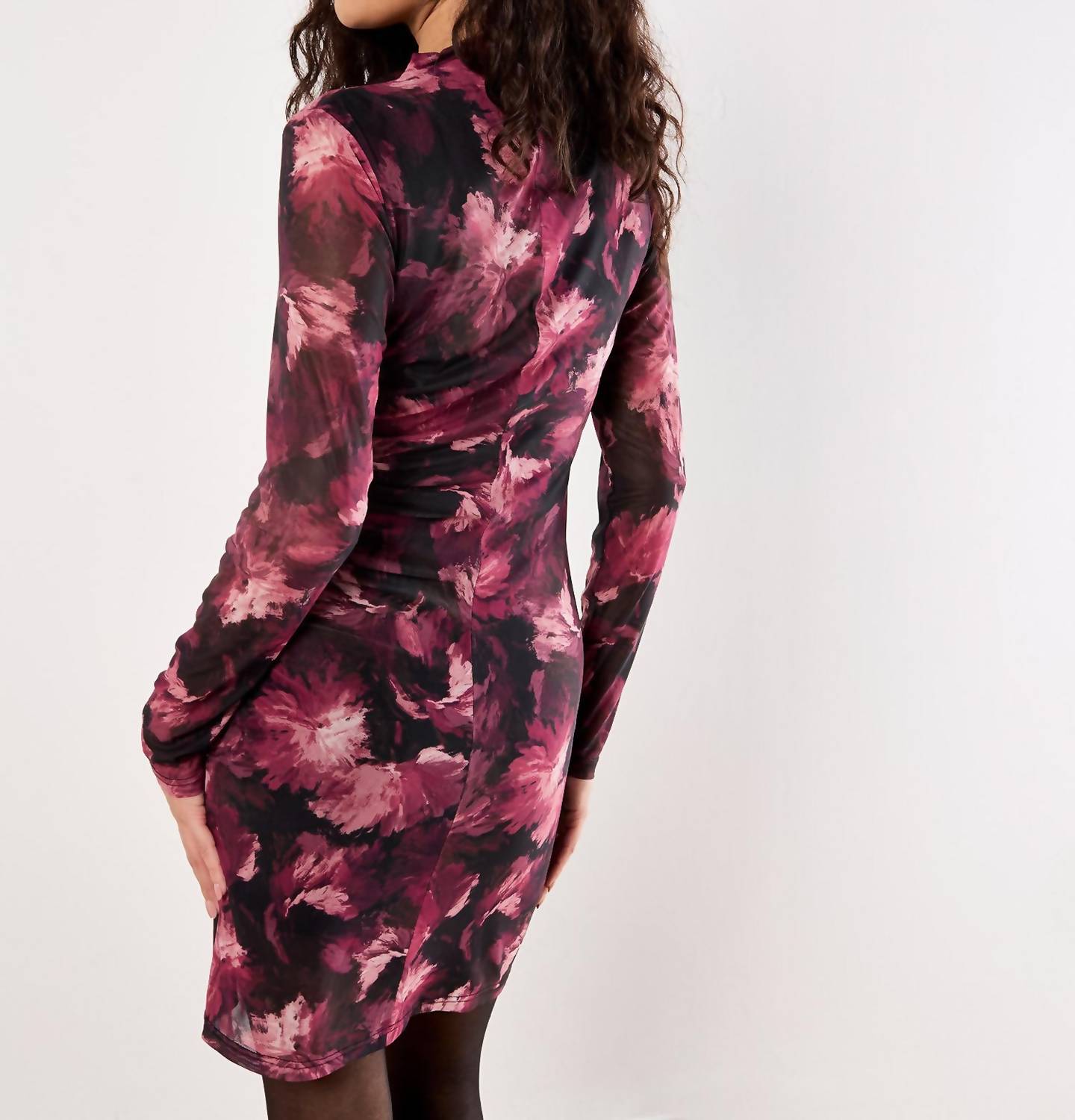 Apricot - Paintbrush Floral Mesh Midi Dress