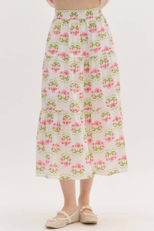 Entro - Floral Tiered Midi Skirt
