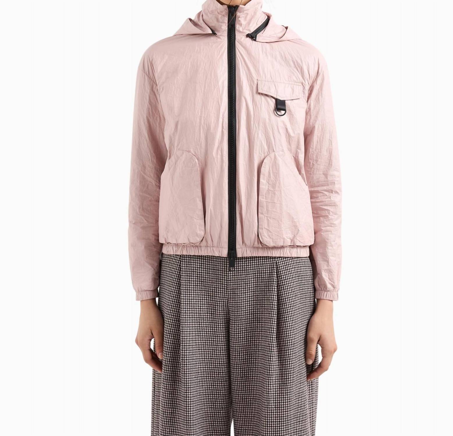 Armani Exchange Non-woven Fabric Cargo Pocket Windbreaker Jacket in milk punch - women's jacket