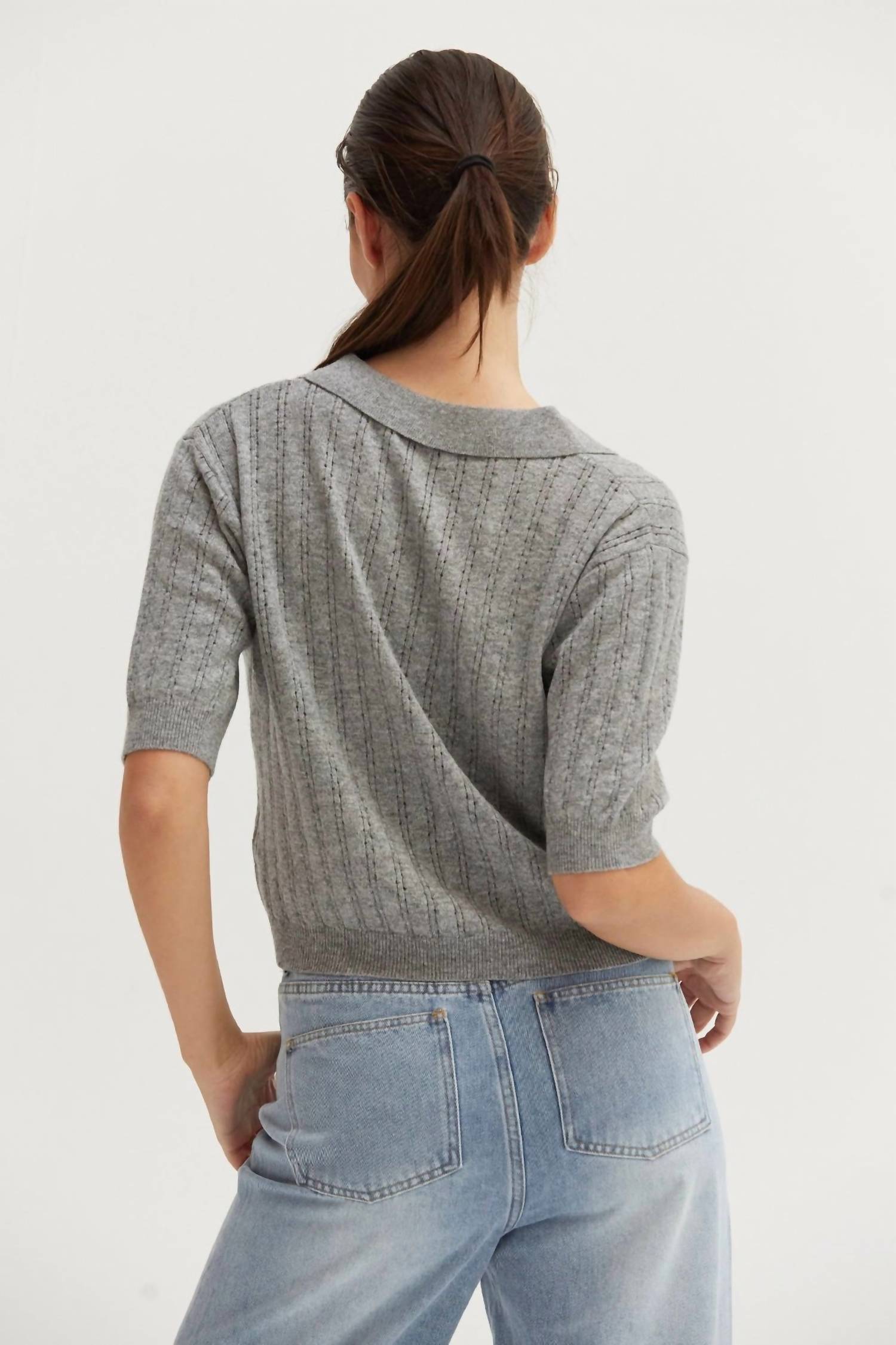 Crescent - Robbie Pointelle Knit Polo Top