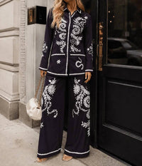 Little Secret Of Mine - Button-up Top And Wide Leg Pant Set