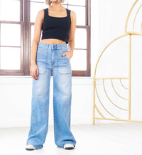Letter To Juliet - Extra Wide Patch Pocket Jeans