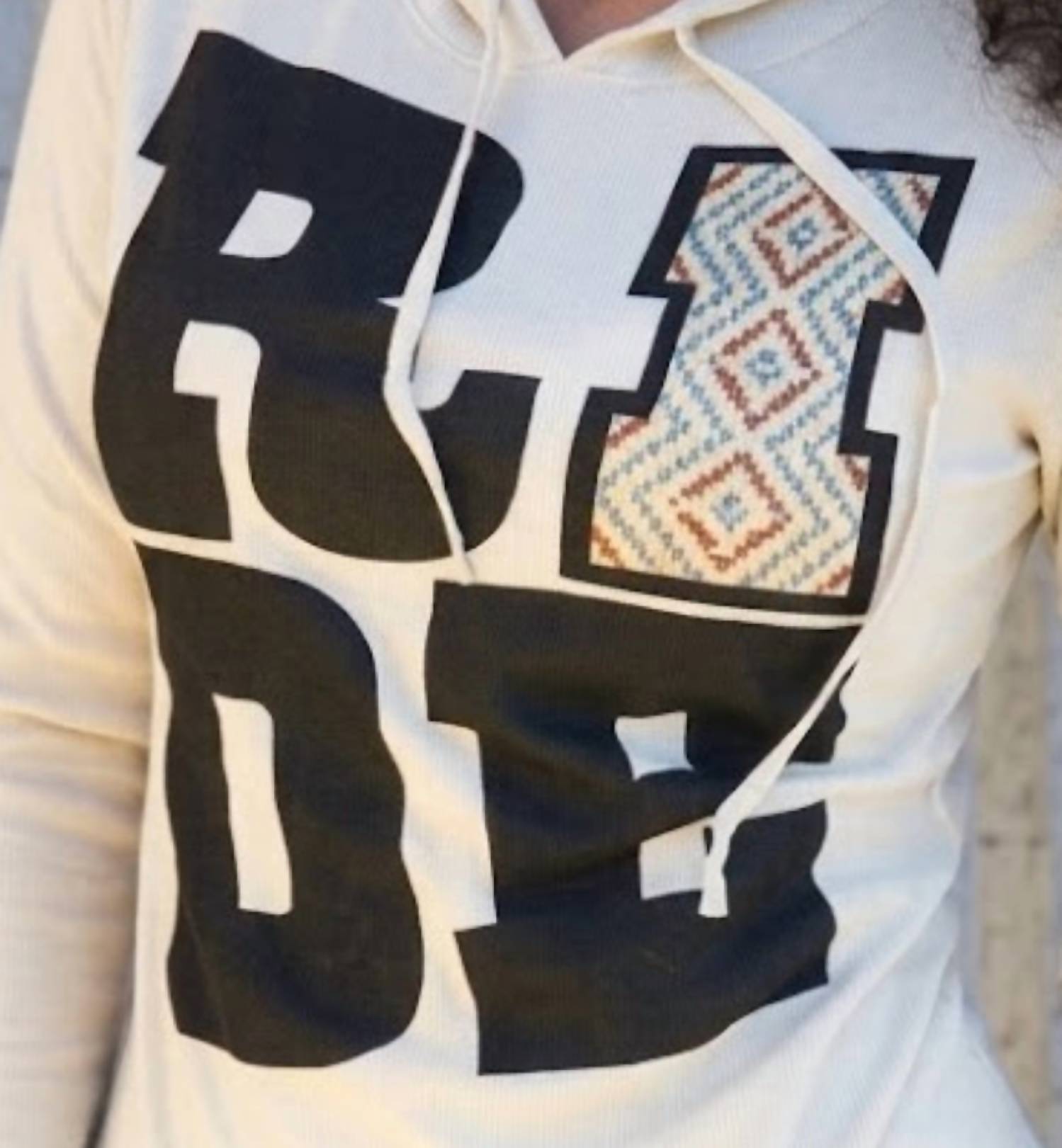 Original Cowgirl Clothing Ride Thermal Hoodie in white - women's top - detail view