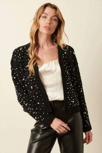 Mittoshop - Pearl Trim Open Front Cardigan