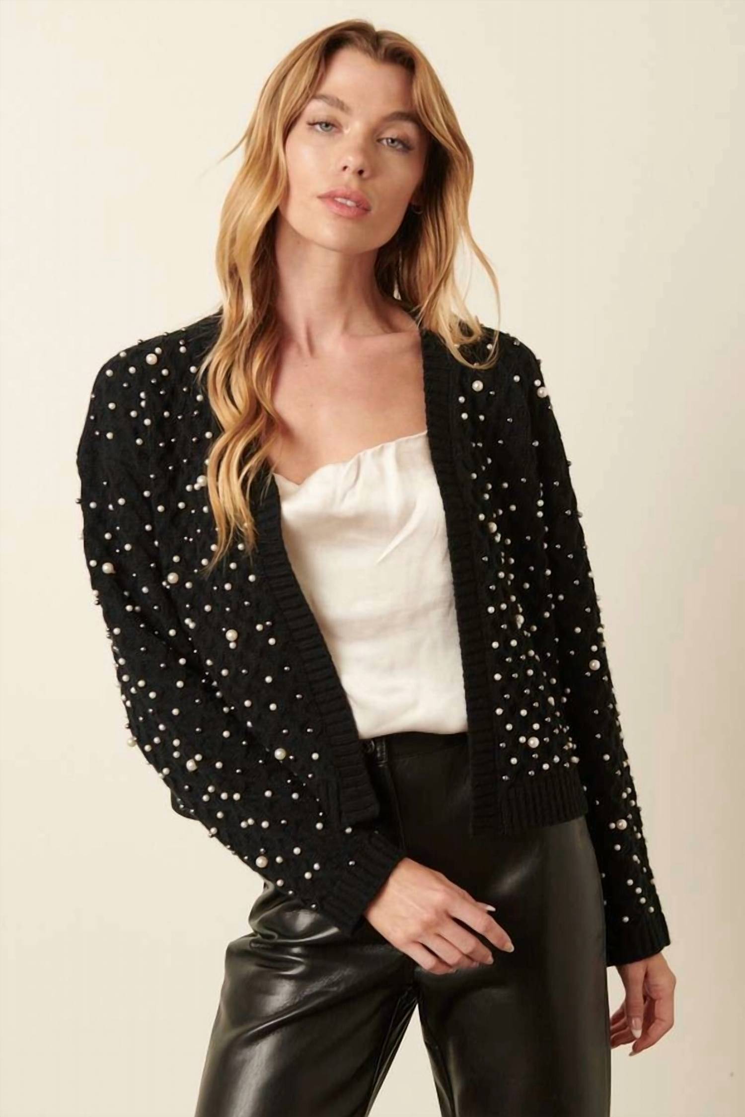 Mittoshop - Pearl Trim Open Front Cardigan