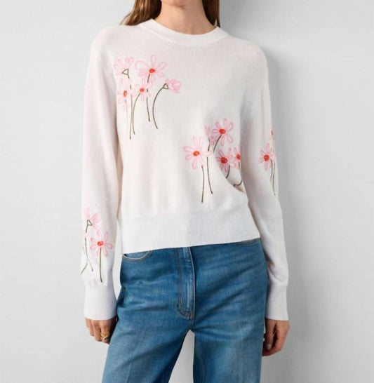 White + Warren - Floral Embroidered Crewneck Tee