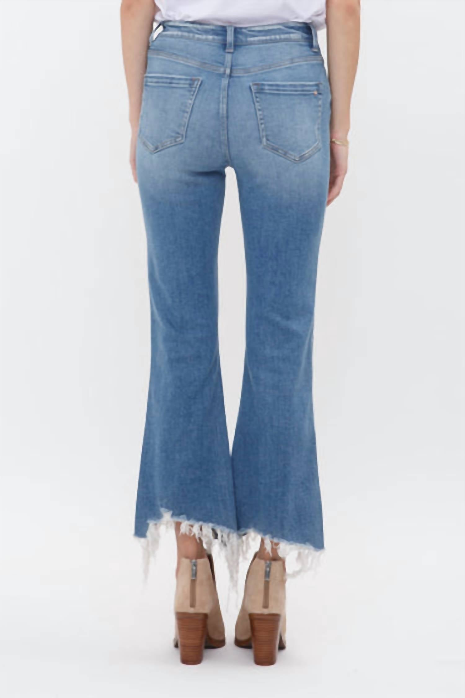 mica denim High Rise Crop Non-distressed Flare Jeans in medium wash - women's jeans - view 5