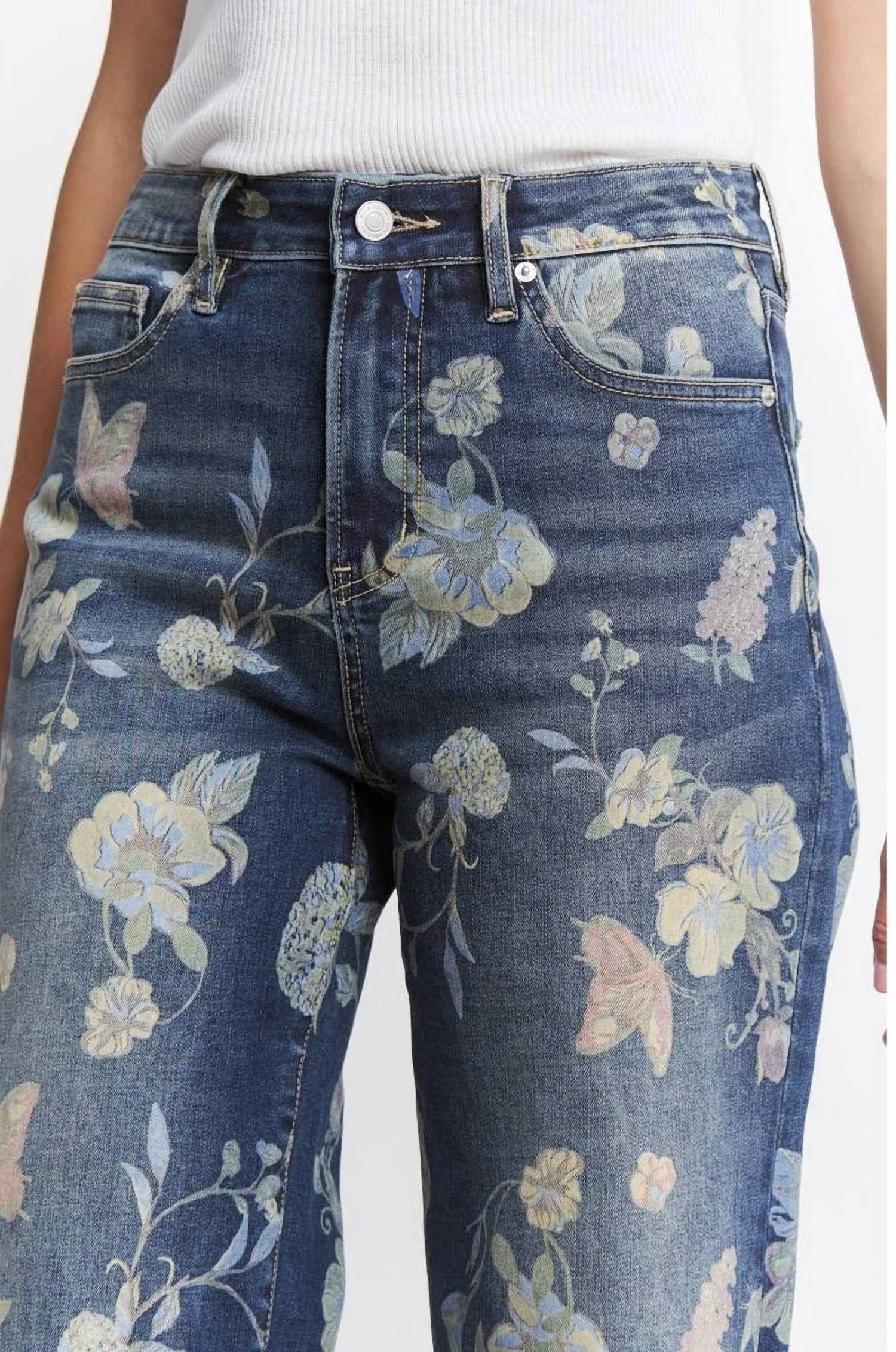 Mica Denim - Midnight Bloom Wide Leg Jeans