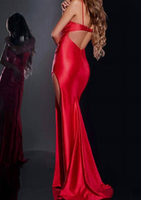 Jovani - Strapless Beaded Bust Satin Gown