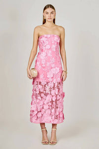 Endless Rose - Strapless Floral Embroidered Maxi Dress