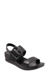 bueno Women's Marcia Slingback Wedge Sandal in black - women's shoe