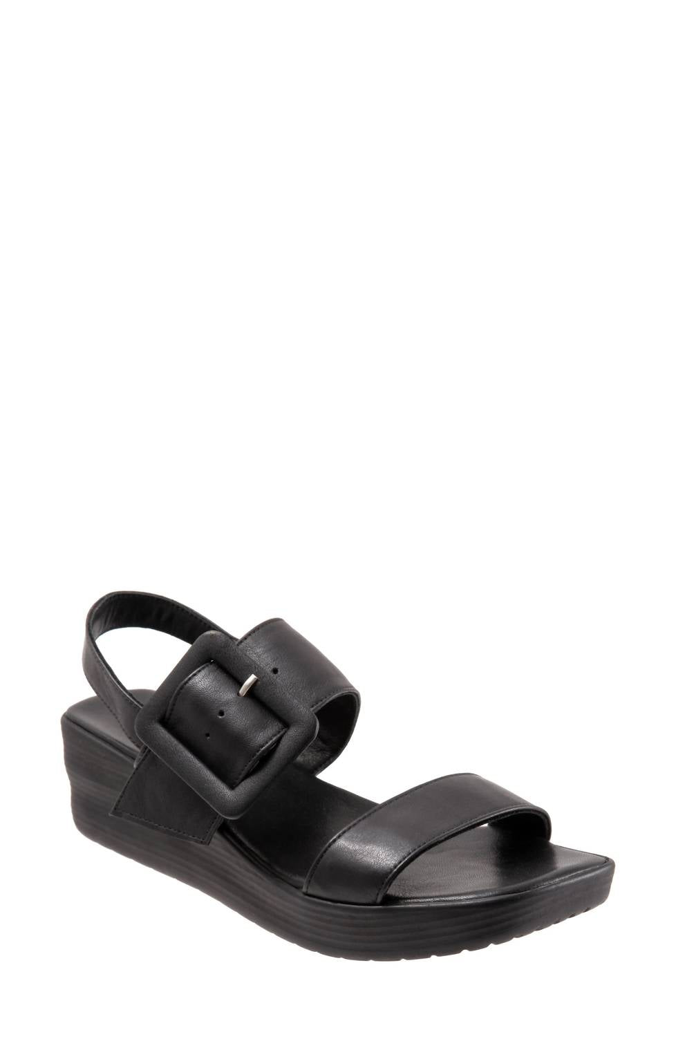 bueno Women's Marcia Slingback Wedge Sandal in black - women's shoe