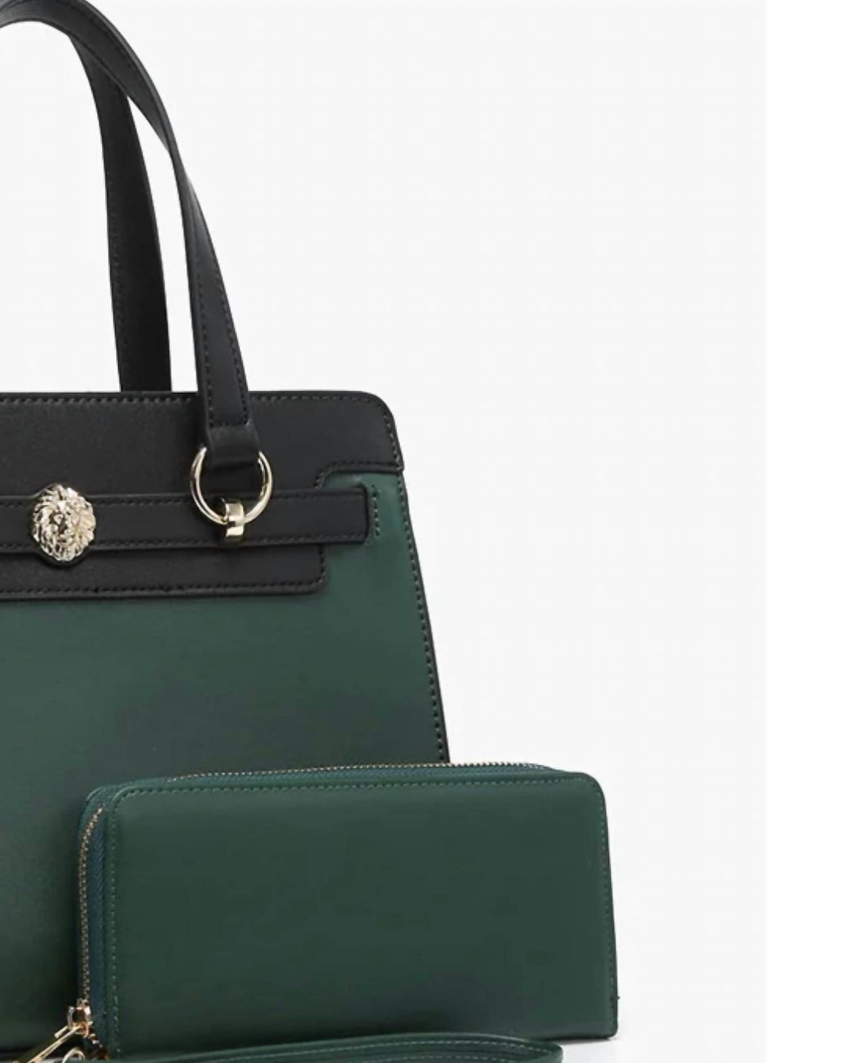 Jen & Co. - Women's Two-tone Vegan Leather Satchel Bag With Wallet