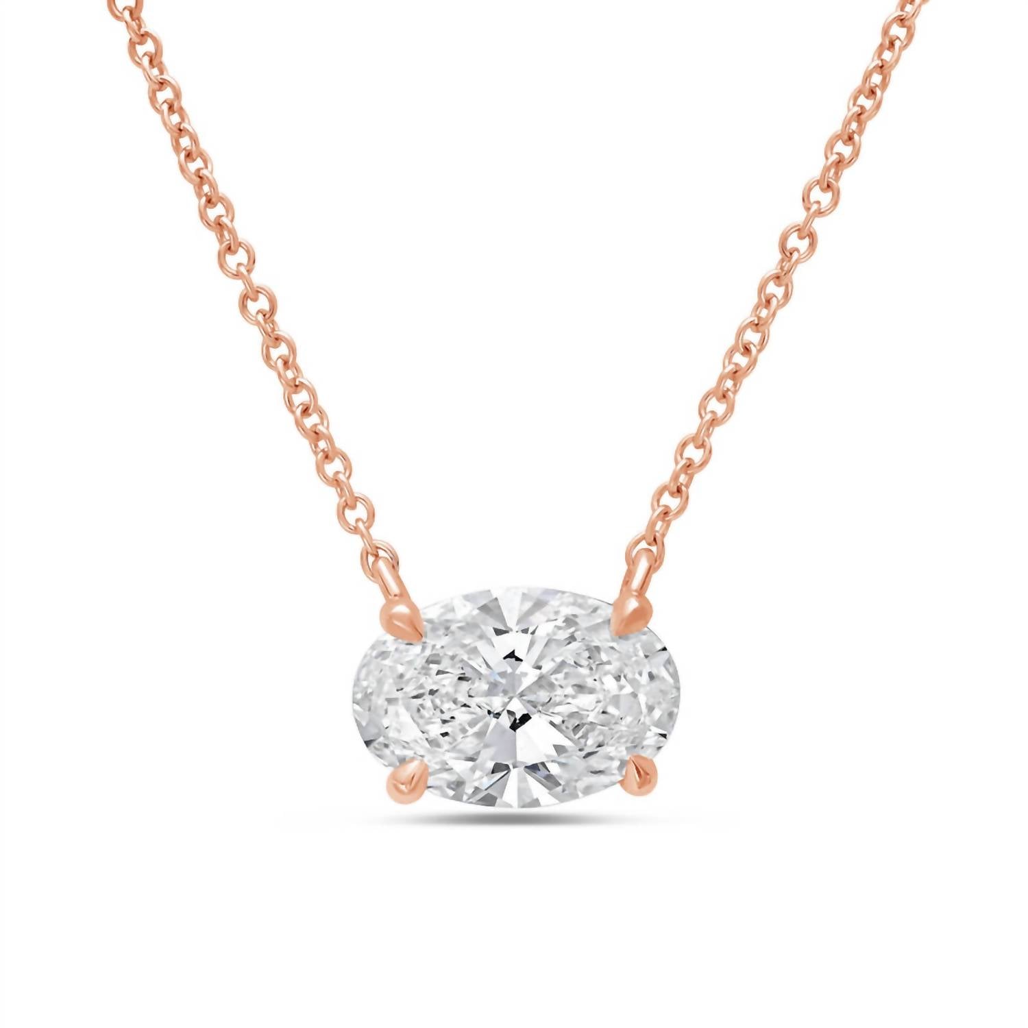 Diana M Jewels - Women's Oval Shape East West Diamond Pendant (12.00 Ct) - Luxe